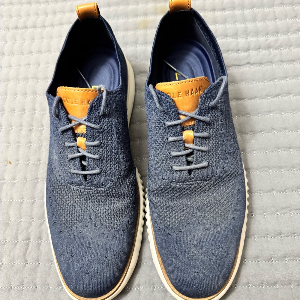 Cole Haan Men's Blue and Tan Knit Sneakers